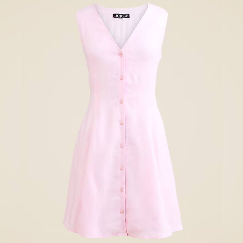 J.Crew Size 20 Pink Linen A-Line Mini Dress Button Front NWT